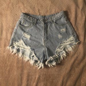 Shien Light Wash  Distress Denim Jean Frayed